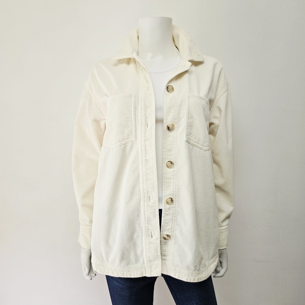 Madewell Corduroy Yorkway Shirt Jacket Shacket Size XS Cream Pockets Relaxed